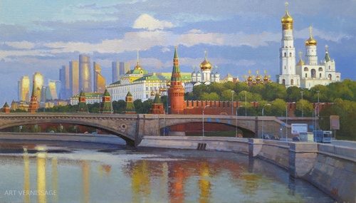 Раннее утро в Москве - картина М.В.Ланчака, пейзажи Москвы