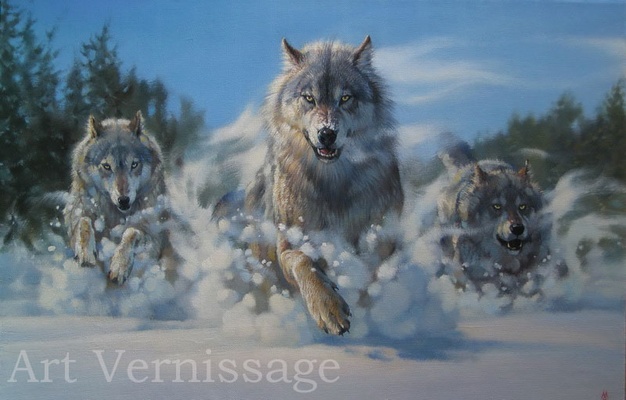 Волки - картина Е.Б.Медведкина