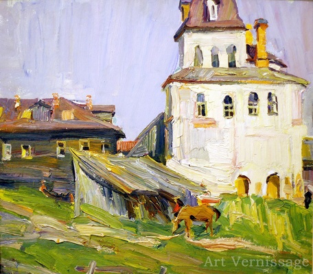 Церковь в деревне - картина Ю.П.Лежников