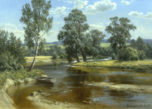 Река Протва репродукция картины М.А.Сатарова