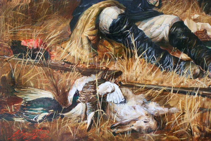 Охотники на привале фрагмент картины