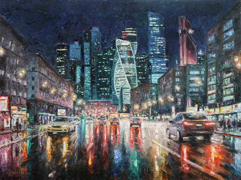 Царство неоновых огней - картина И.В.Разживина