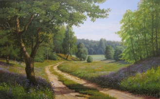 Пейзаж с колокольчиками - картина В.В.Потапова