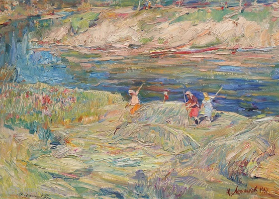 Уборка сена - картина Ю.П.Лежникова