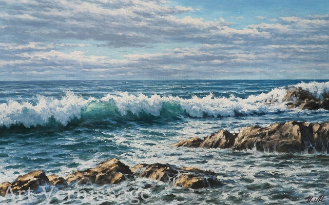 Изумрудные волны Атлантики - картина М.А.Ильина