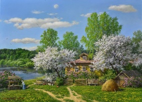 Цветущий сад - репродукция картины М.А.Сатарова