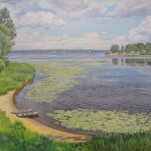 Залив на Волге - картина А.Б.Ефремова