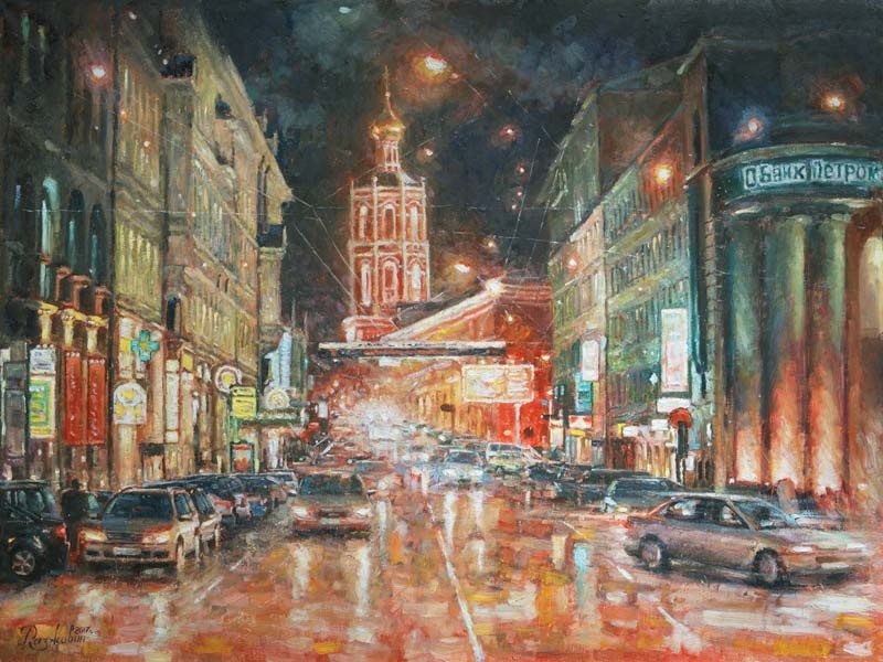 Ночная палитра города - картина И.В.Разживина