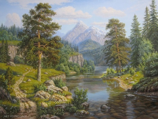 Горная река - картина В.В.Потапова