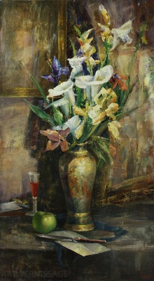 Цветы в китайской вазе картина В.Ю.Екимова