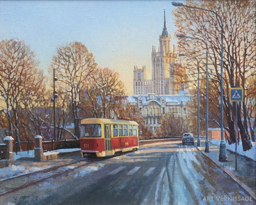 Яузский бульвар. Зимнее солнце - картина М.В.Ланчака