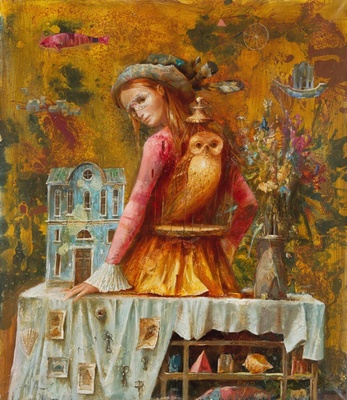 Девочка с золотистой совой - репродукция картины С.Н.Лукьянова