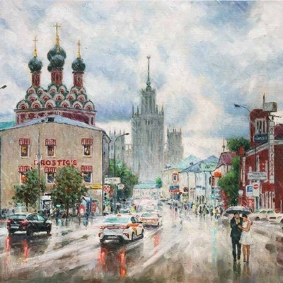 Городской пейзаж, купить картину городской пейзаж маслом, интернет магазин Арт Вернисаж