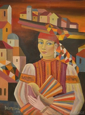 Девушка с птицей - картина Т.И.Белотеловой