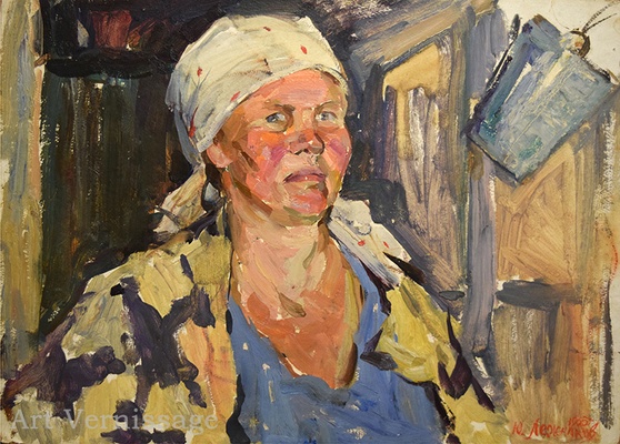 Портрет доярки 2 - художник Ю.П.Лежников