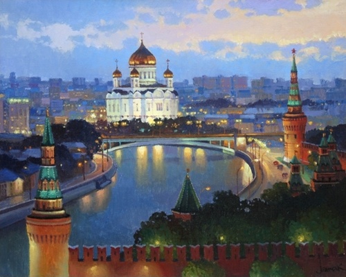 Ночная Москва картина М.В.Ланчака
