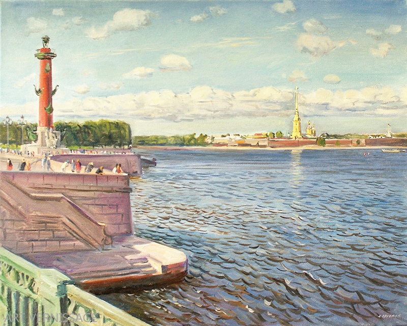 Вид на Неву и Заячий остров - картина А.Б.Ефремова