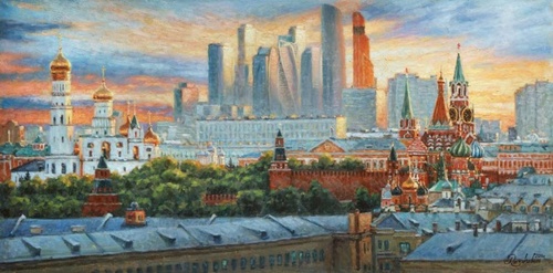 Вертикали Москвы - картина И.В.Разживина