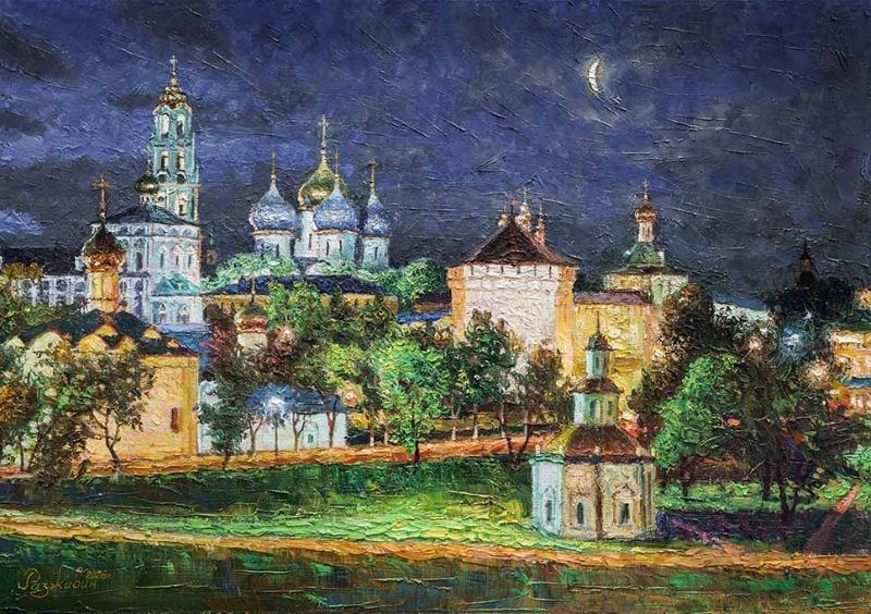 Ночное очарование Лавры - картина И.В.Разживина