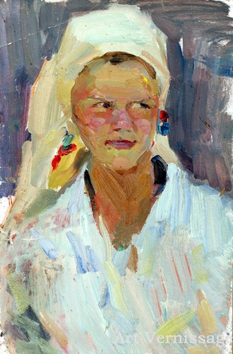 Портрет доярки - картина Ю.П.Лежникова