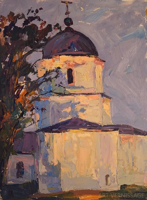 Сельская церковь - картина Ю.П.Лежникова