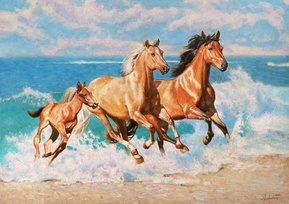 Лошади летают вдохновенно - картина И.В.Разживин