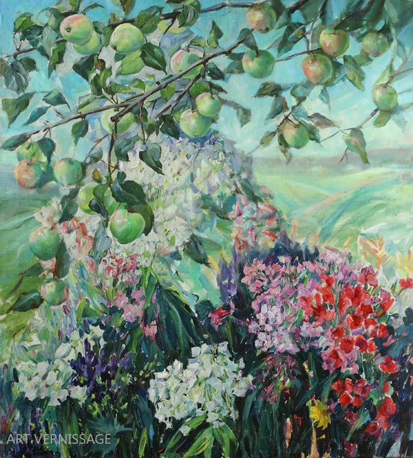 Августовские яблоки - картина Ю.П.Лежникова