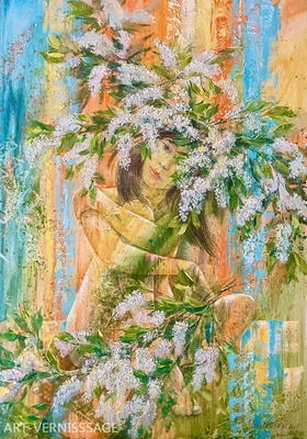 Черемуха из серии Девушка-весна - картина М.Н.Жгивалевой