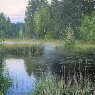 Лесное озеро - картина В.Н.Палачева