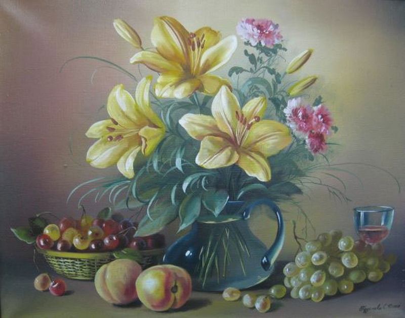 Натюрморт с лилиями. Картина С.Ф.Годустовой