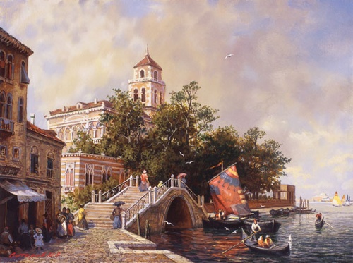 Венецианский мостик репродукция картины М.А.Сатарова
