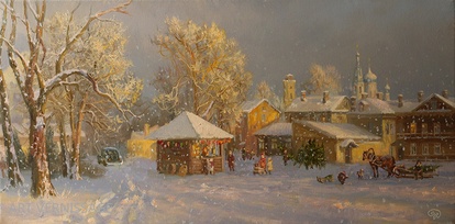 Снегопад - картина художника В.Ю.Жданова