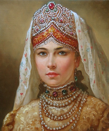 Девушка в русском наряде картина А.А.Шишкина