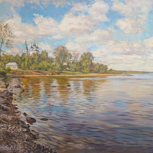 Волга в Норском - картина А.Б.Ефремова