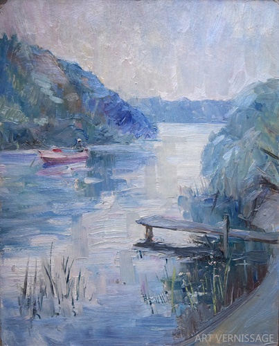 Утро на озере - картина Ю.П.Лежникова