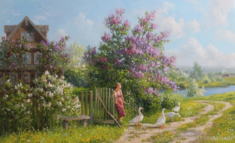 Сирень цветёт - картина В.Ю.Жданова