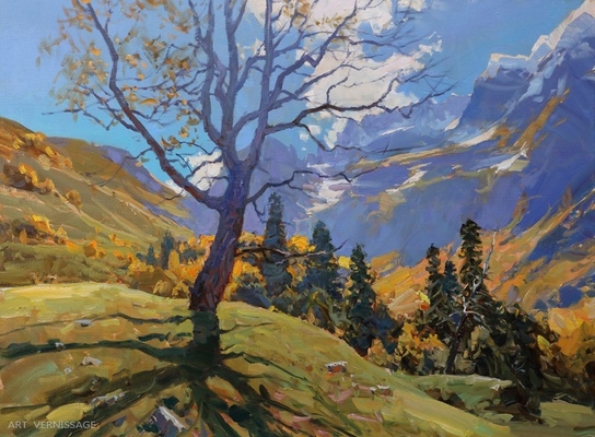 Осенний полдень - картина А.И.Бабича, горный пейзаж