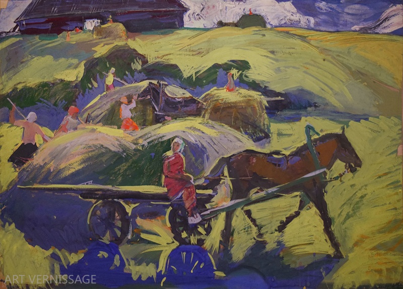 Уборка сена - картина Ю.П.Лежникова