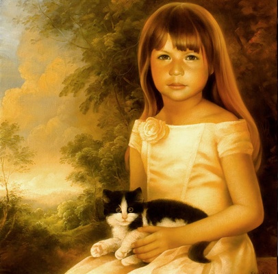 С любимой кошечкой картина А.Брагинского