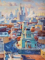 Воспевая красоту зимнего города - картина маслом И.В.Разживина
