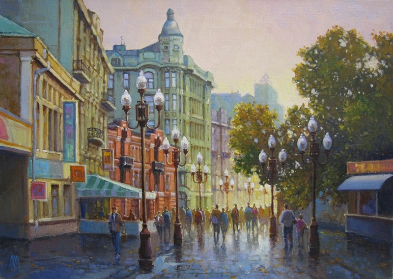 Москва. Старый Арбат. Картина М.В.Ланчака