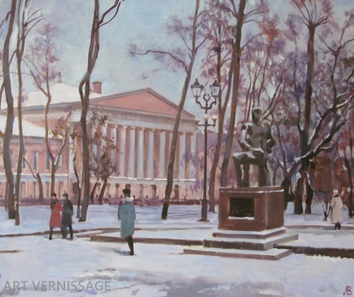 Страстной бульвар, памятник Рахманинову - картина В.А.Лаповка