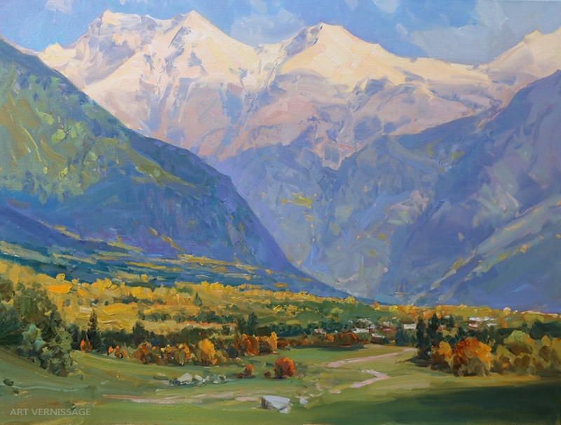 Архыз, утопающий в осени - картина А.И.Бабича, горный пейзаж