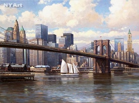 Нью-Иорк. Бруклинский мост, картина М.В.Ланчака