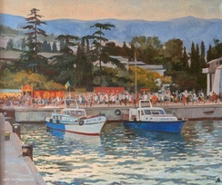 Ялта, серебристые сумерки - картина В.А.Лаповка