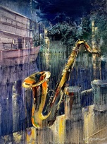 Саксофон в объятиях ночи - картина М.Н.Жгивалевой