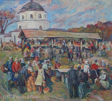 Базар в Седневе - картина Ю.П.Лежникова
