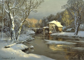Зимний день репродукция картины М.А.Сатарова