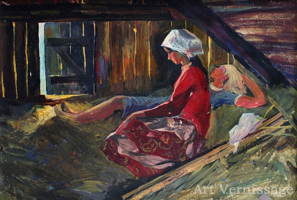На сеновале - картина Ю.П.Лежникова