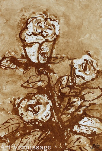 Белые розы - картина Л.А.Малафеевского